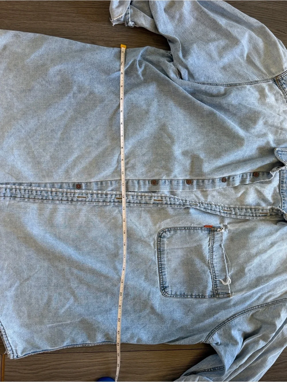 Men's Light Blue Denim Button-Up Shirt - Classic Casual - Picture 4 of 10